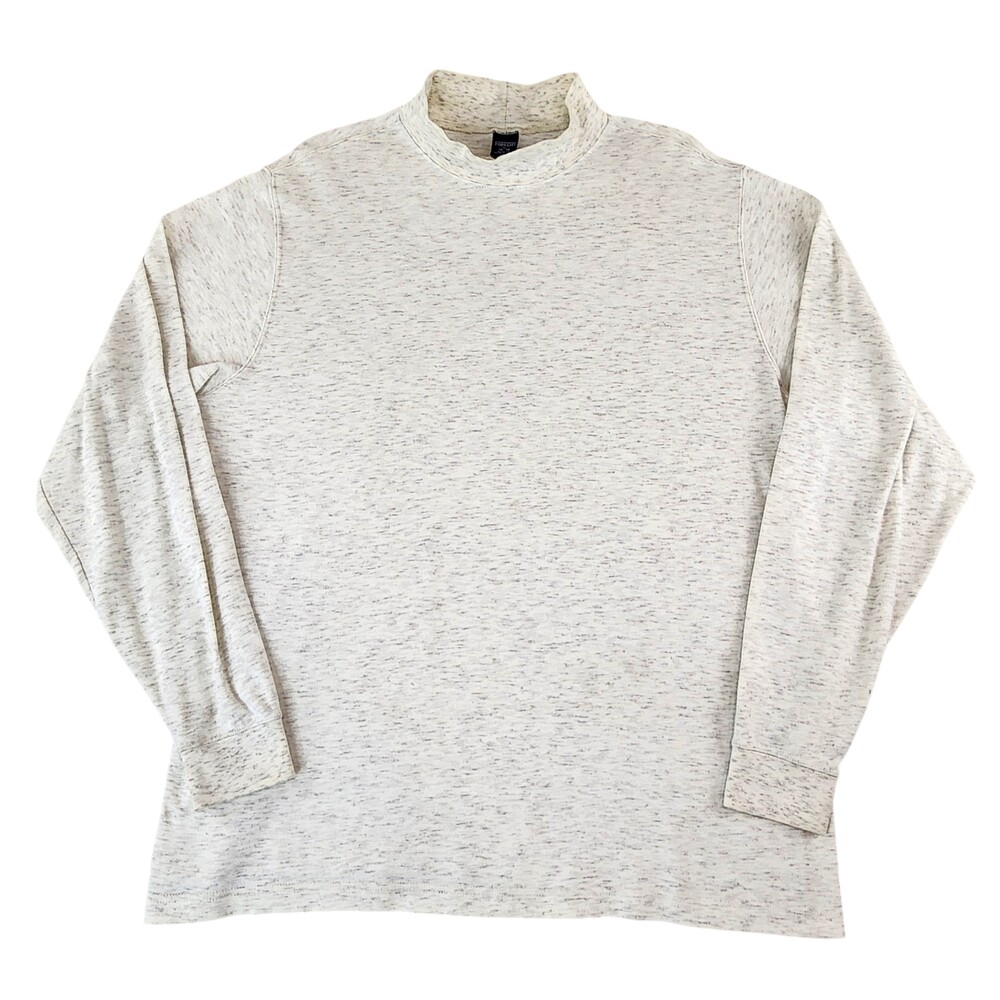 Vintage Lands' End Shirt Mens XL White Mock Neck Long Sleeve Made USA Cotton